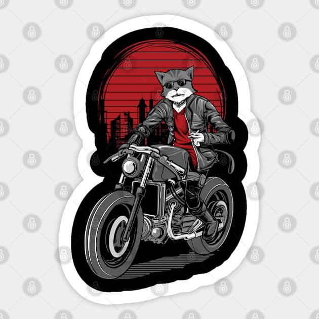 Cat rider motorbike Sticker by sharukhdesign